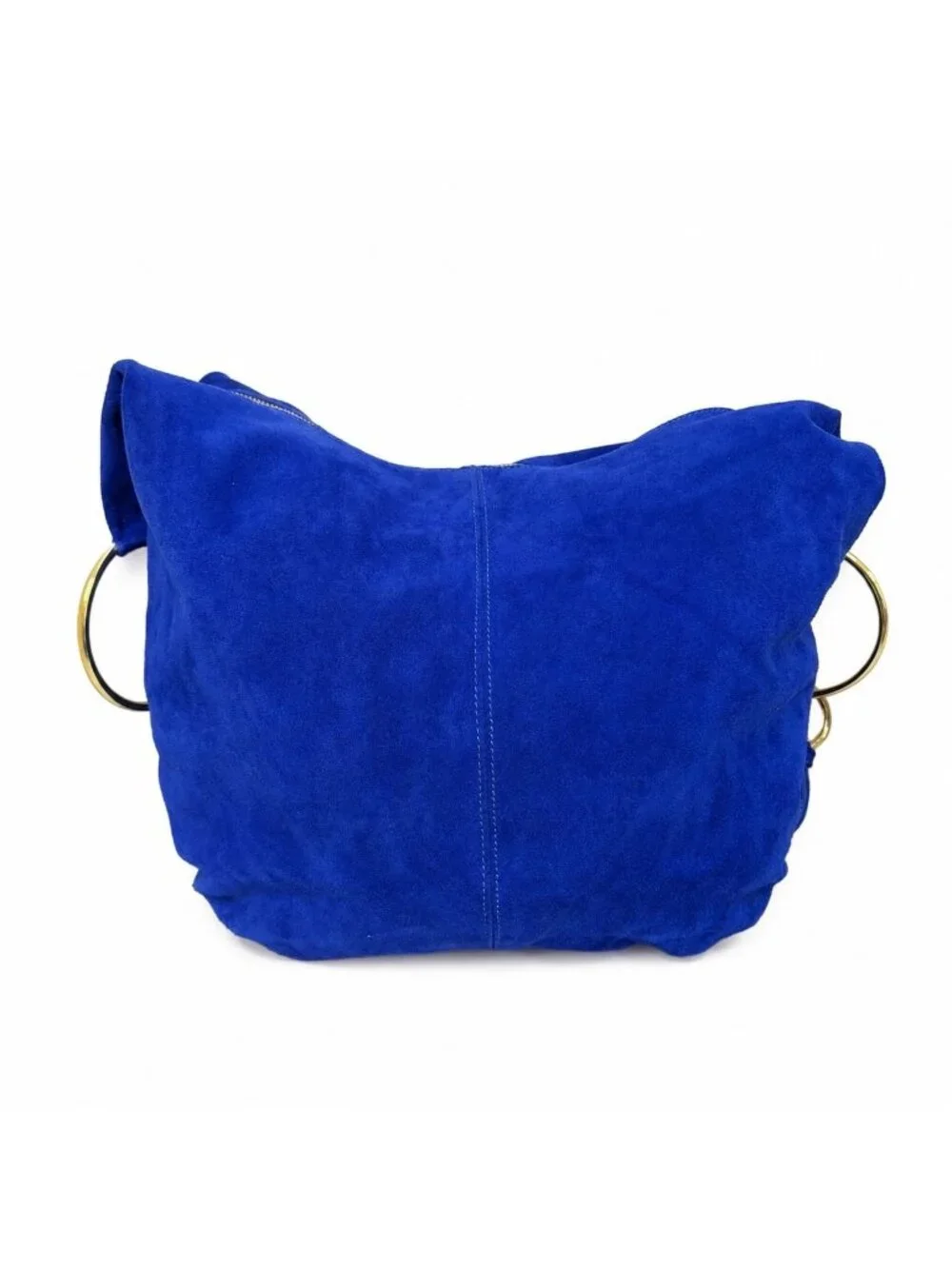 Marlon Blue Genuine Leather Hobo Bag With Gold-Tone Accents